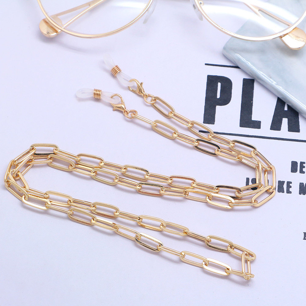 Mask Chain Holder - Gold Paperclip Link Glasses Chain Face