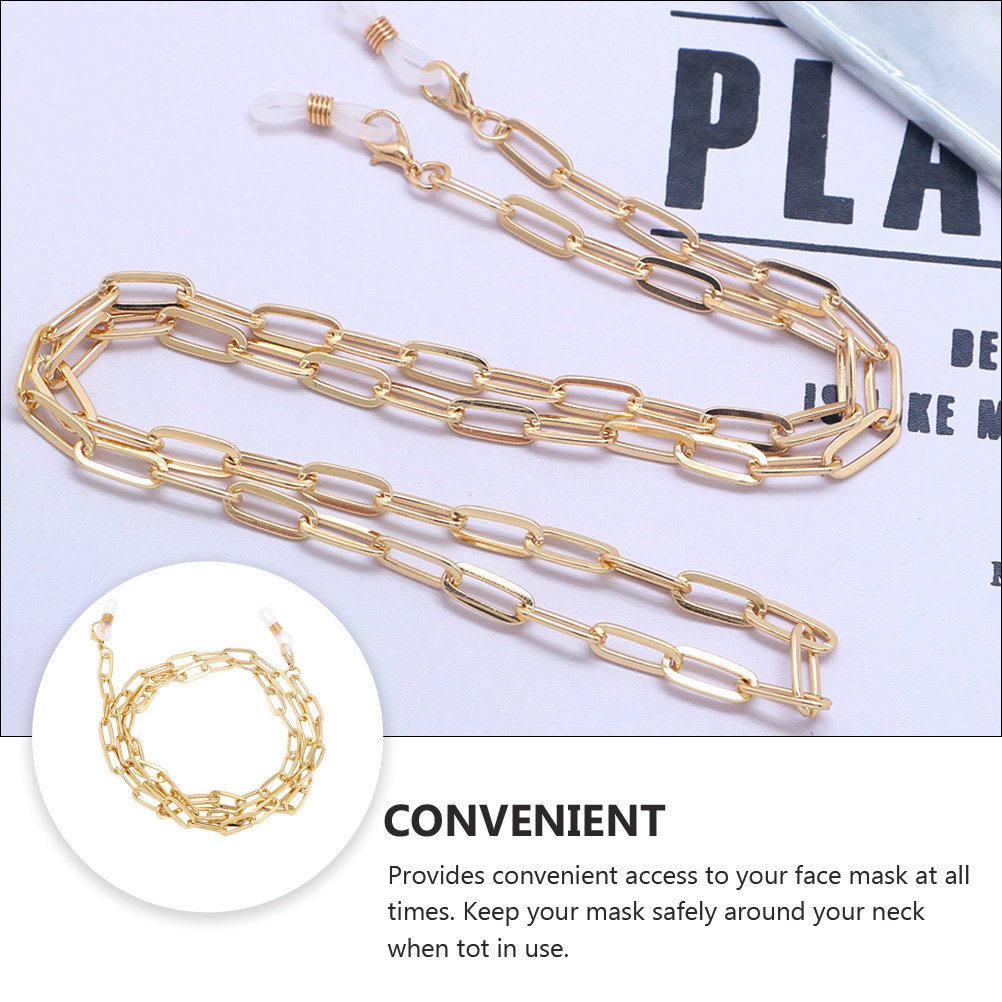 Gold Paperclip Link Glasses Ch - Mask Chain Holder review and price